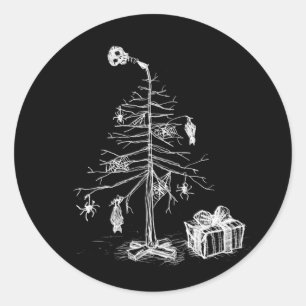 Gothic Christmas Tree Classic Round Sticker