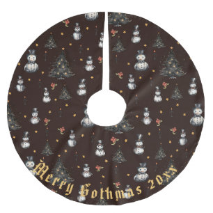 Gothic Christmas Tree Creepy Snowmen Brushed Polyester Tree Skirt