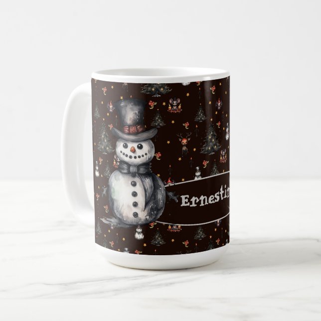 Gothic Christmas Tree Creepy Snowmen  Coffee Mug (Front Left)