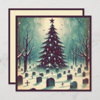 Gothic Christmas Tree with Graveyard Bats Horror