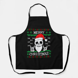 Gothic Christmas Ugly Skull Rock Christmas Gift Apron