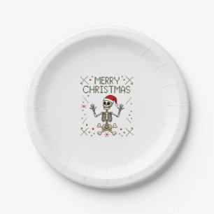 Gothic Christmas Ugly Skull Rock Christmas T-Shirt Paper Plate