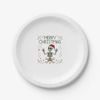 Gothic Christmas Ugly Skull Rock Christmas T-Shirt Paper Plate