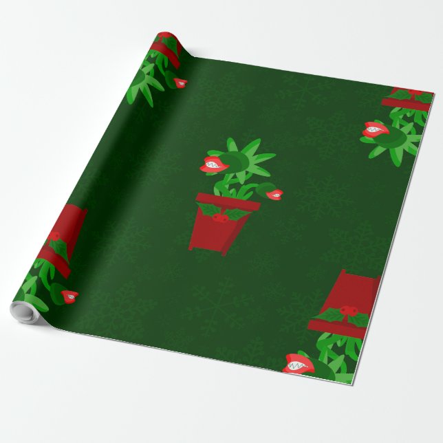 gothic christmas venus flytrap spookmas wrapping paper (Unrolled)