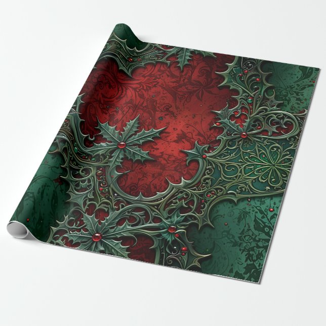 Gothic Christmas Wrapping Paper (Unrolled)