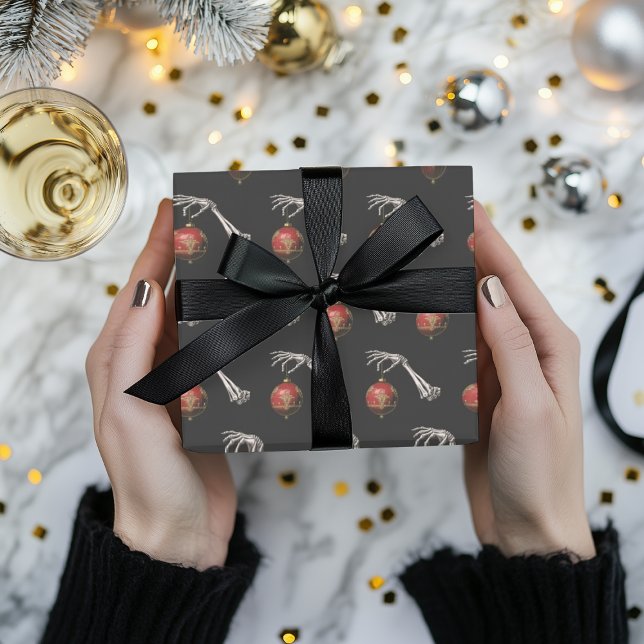 Gothic Christmas Wrapping Paper Elegant Holiday  (Black Christmas Wrapping Holiday )