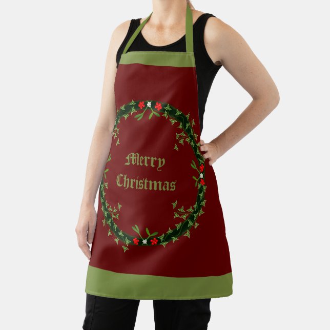 Gothic Christmas Wreath Custom Apron (Insitu)
