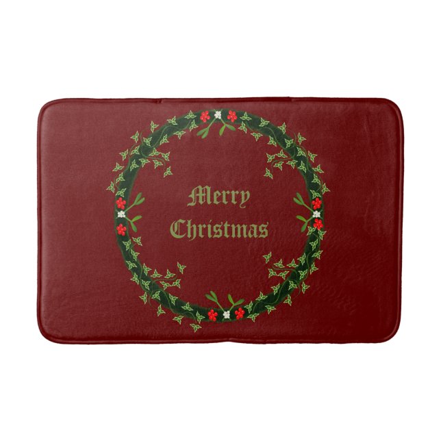 Gothic Christmas Wreath Custom Bath Mat (Front)