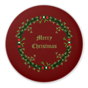 Gothic Christmas Wreath Custom Ceramic Knob