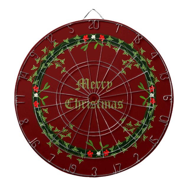 Gothic Christmas Wreath Custom Dartboard (Front)