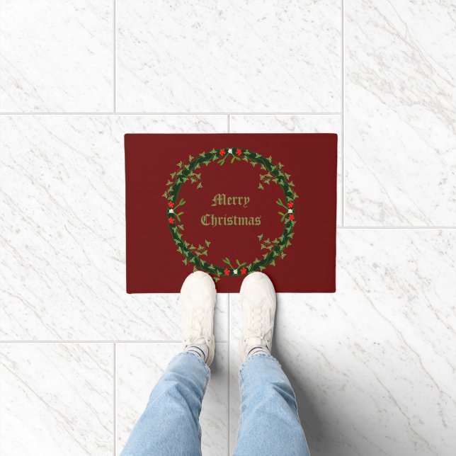 Gothic Christmas Wreath Custom Doormat (Indoor)