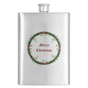 Gothic Christmas Wreath Custom Hip Flask