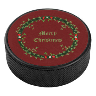 Gothic Christmas Wreath Custom Hockey Puck