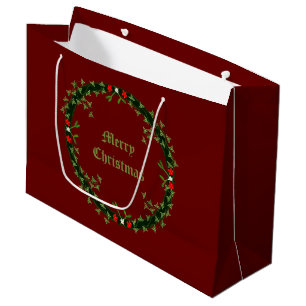 Gothic Christmas Wreath Custom Large Gift Bag