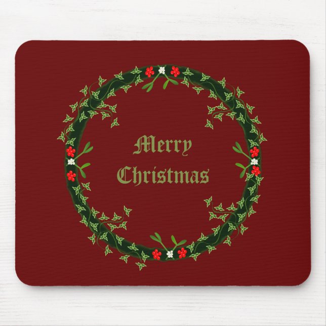 Gothic Christmas Wreath Custom Mouse Pad (Front)