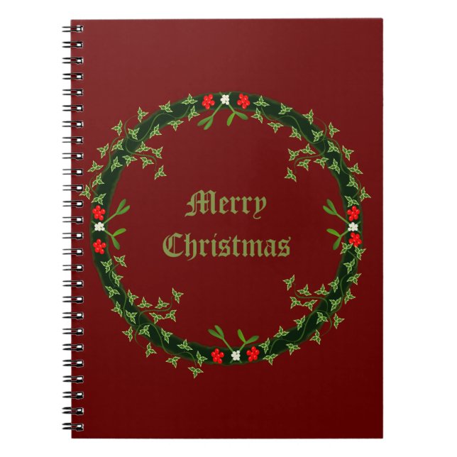 Gothic Christmas Wreath Custom Notebook (Front)