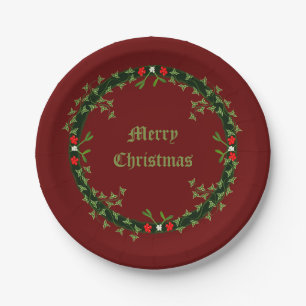 Gothic Christmas Wreath Custom Paper Plate