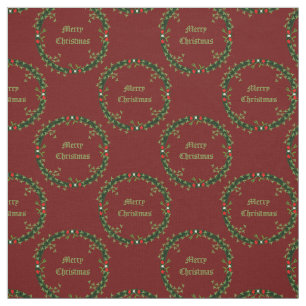 Gothic Christmas Wreath Custom Patterned Fabric