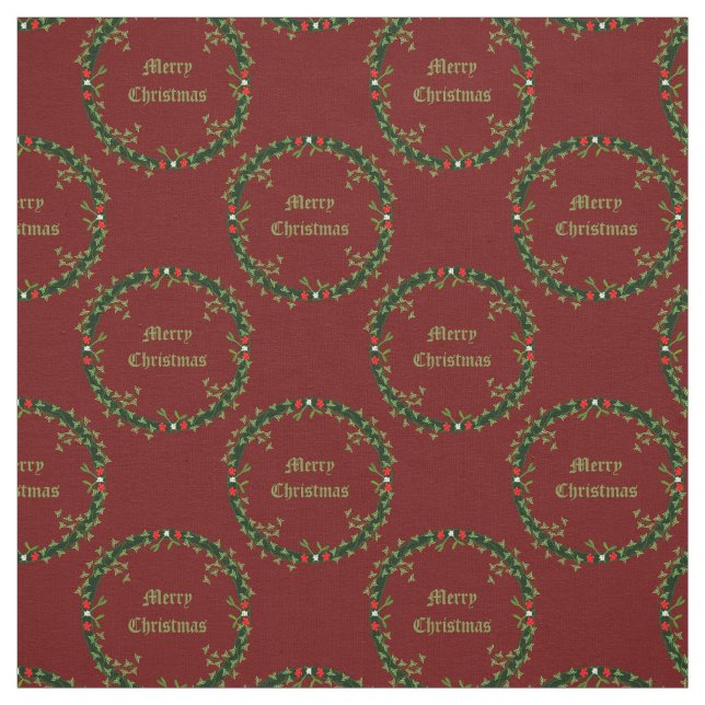 Gothic Christmas Wreath Custom Patterned Fabric (Swatch)