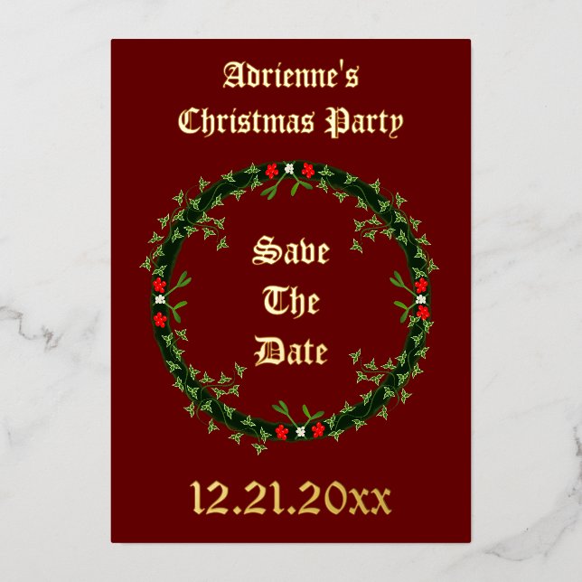 Gothic Christmas Wreath Custom Save the Date (Front)