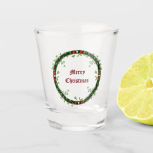 Gothic Christmas Wreath Custom Shot Glass