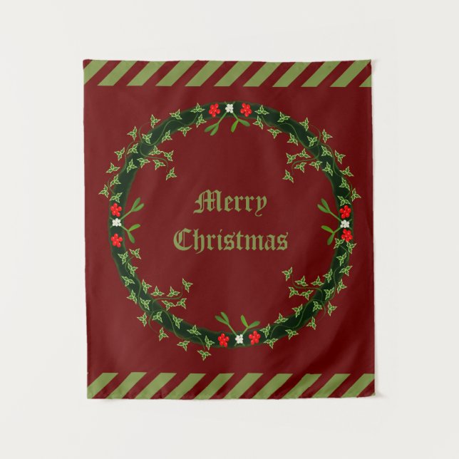 Gothic Christmas Wreath Custom Tapestry (Front)