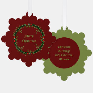 Gothic Christmas Wreath Custom Tree Decoration Card