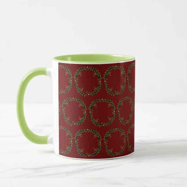 Gothic Christmas Wreath Patterned Mug (Left)