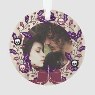 Gothic Christmas Wreath Photo Ornament