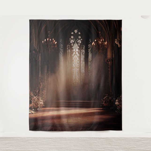 Gothic Church Photo Booth Prop Backdrop Tapestry (Front)