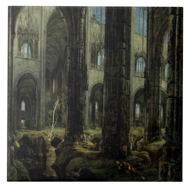 Gothic Church Ruins (by Carl Blechen) Tile (Front)
