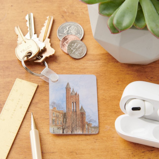 Gothic Church Watercolor Key Ring (Desk)