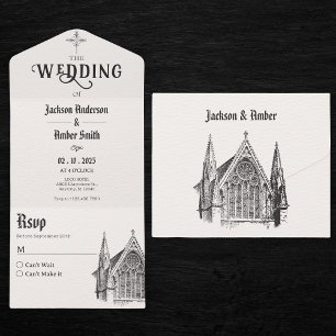 Gothic church Wedding  All In One Invitation