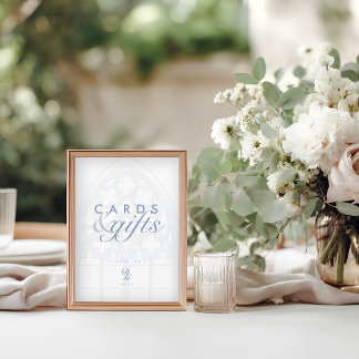 Gothic Classic Blue Wedding Cards & Gifts Sign