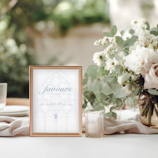 Gothic Classic White and Blue Wedding Favours Sign