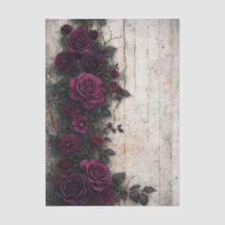 Gothic Climbing Burgundy Roses FE2L Decoupage Tissue Paper