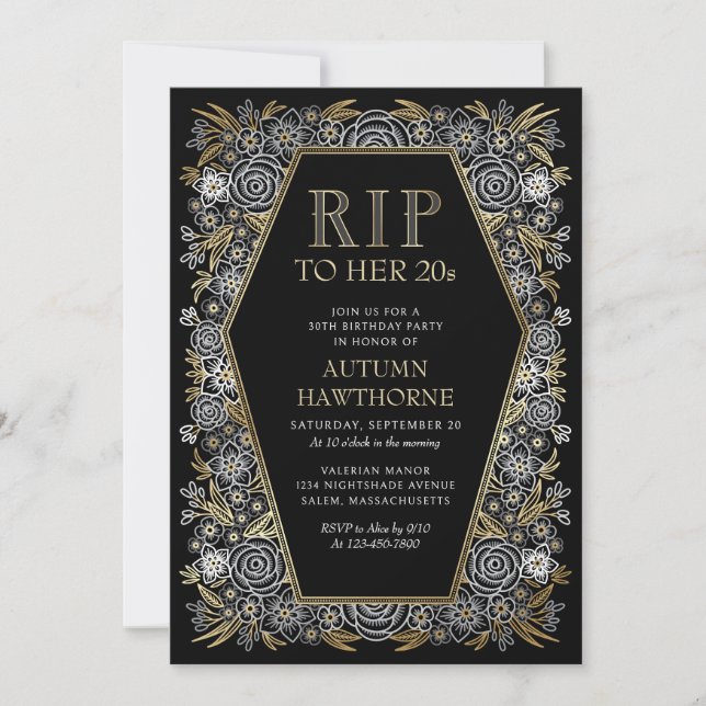 Gothic Coffin Birthday Invitation (Front)