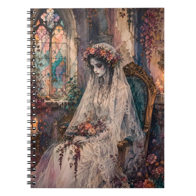 Gothic Corpse Bride Stained Glass Whimsigoth Art Notebook (Front)