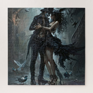 Gothic Couple Embrace in the Street Jigsaw Puzzle
