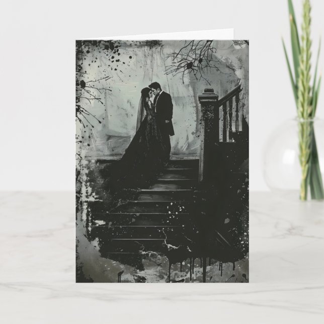Gothic Couple Horror Wedding Invitation (Front)
