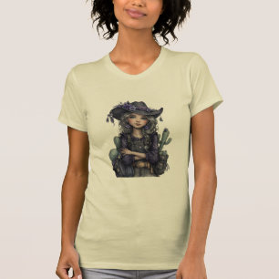 Gothic Cowgirl Floral Western Art T-Shirt