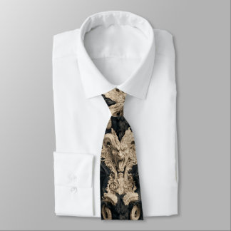 Gothic Cream and Black Baroque Horned Devil Tie