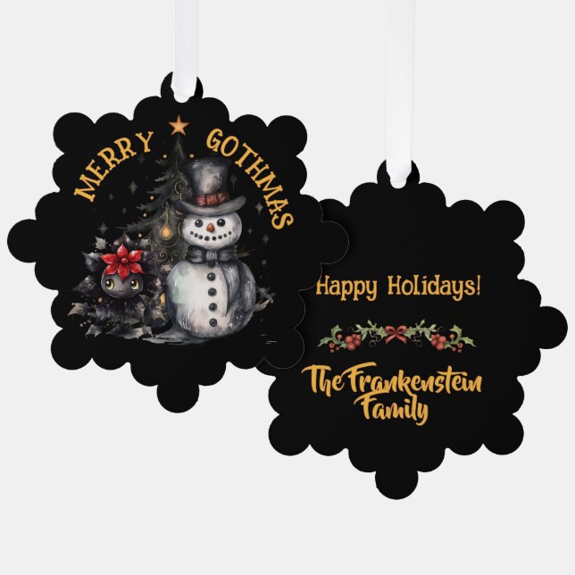 Gothic Creepy Snowman And Christmas Tree Decoration Card (Front/Back)