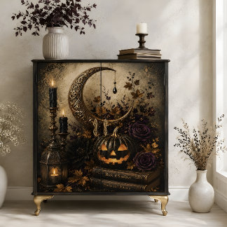 Gothic Crescent Moon Jack O Lantern Halloween Art Tissue Paper