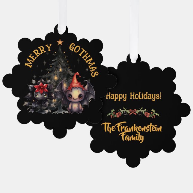Gothic Critters And Christmas Tree Decoration Card (Front/Back)