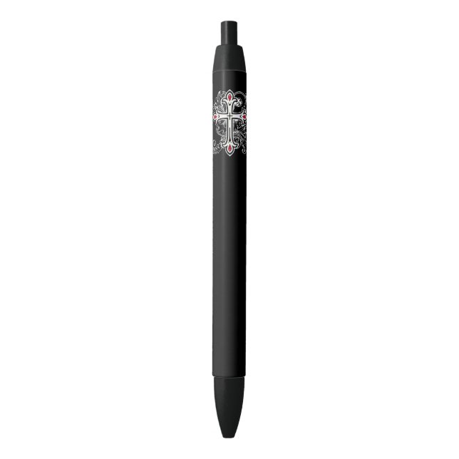 Gothic cross black ink pen (Front Vertical)