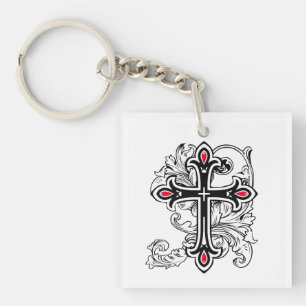 Gothic cross key ring