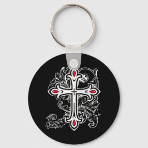 Gothic cross key ring
