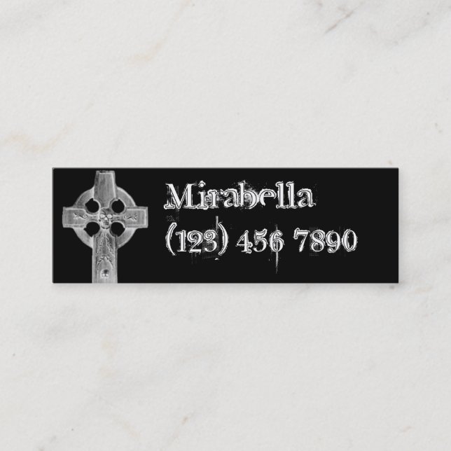 Gothic Cross Tombstone Skinny Profile Card (Front)