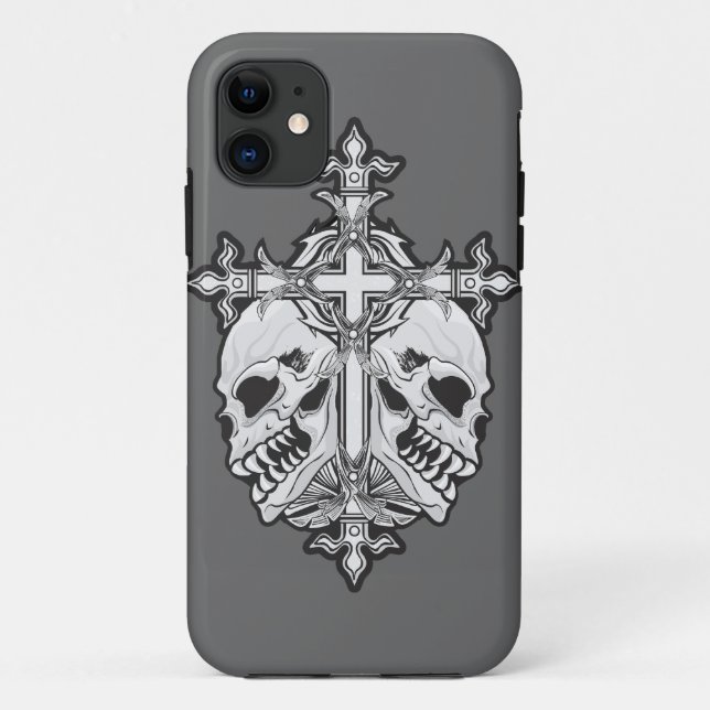 Gothic Cross with Skulls Case-Mate iPhone Case (Back)